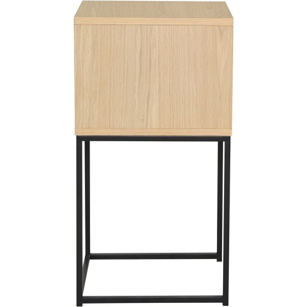 Domino Nachttisch mit Regal - Wei pigmentiertes Eichenfurnier