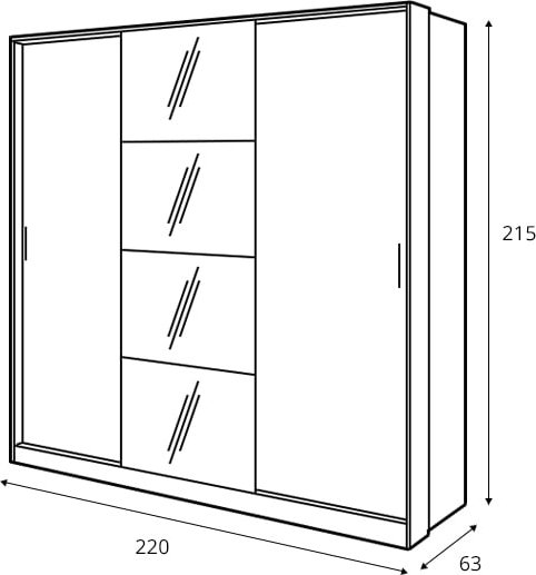 Dentro Kleiderschrank 220x215 cm - Wei�/Stirling-Eiche