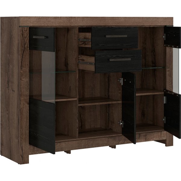 Balin Vitrine - Dunkle Eiche/schwarze Eiche