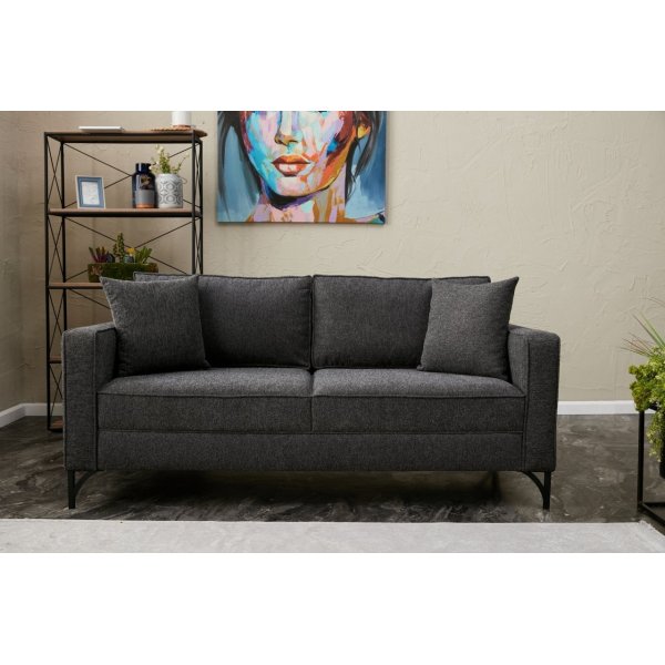 Berlin 2-Sitzer Sofa - Anthrazit/Schwarz