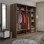 Kapusta Kleiderschrank 180x52x210 cm - Braun/Rauchglas