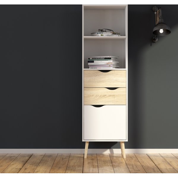 Oslo Bcherregal - Wei/Eiche