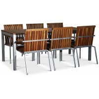 Alva Essgruppe 190x90 cm inkl. 4 Stühlen - Teak/galvanisiertes Metall Alva Essgruppe 190x90 cm inkl. 4 Stühlen - Teak/galvanisiertes Metall