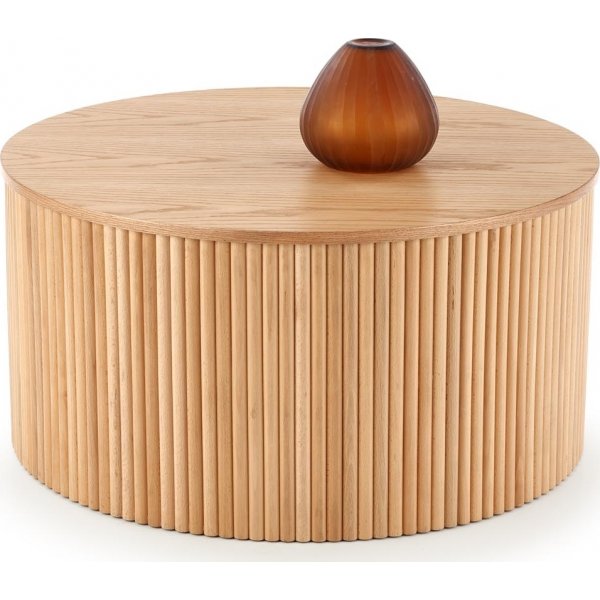 Runder Couchtisch Celie mit Holzlatten 80 cm