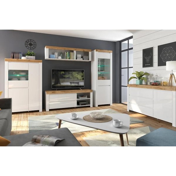 Triango Couchtisch 110 x 85 cm - Wei/Sonoma-Eiche