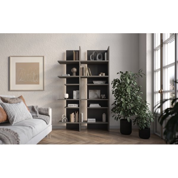 Tiefes Regal mit LED-Beleuchtung rechts - Grau Tiefes Regal mit LED-Beleuchtung rechts - Grau