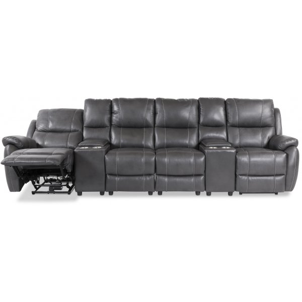 Enjoy Hollywood Biosofa - 4-Sitzer Relaxsessel (elektrisch) in grauem Kunstleder