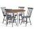 Dalsland-Essgruppe: Runder Tisch in Eiche / Wei mit 4 grauen Rohrgeflechtsthlen