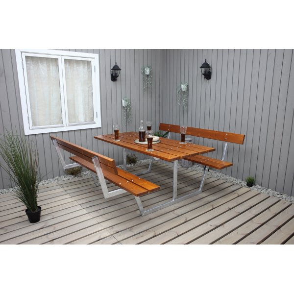 Rustikales Bankset mit Rckenlehne - Cappuccino