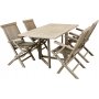 Salt Outdoor-Essgruppe Klapptisch 140 cm mit 4 Esszimmersthlen mit Armlehnen - Graues Teakholz