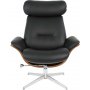 Hjellegjerde Riva Sessel mit Fuhocker - Schwarz (Leder)