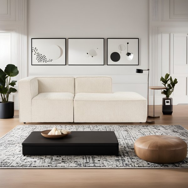 Weiteres 2-Sitzer-Sofa mit offenem Ende rechts - Creme Weiteres 2-Sitzer-Sofa mit offenem Ende rechts - Creme