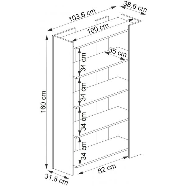 Viper Bücherregal - Saphireiche/Anthrazit Viper Bücherregal - Saphireiche/Anthrazit