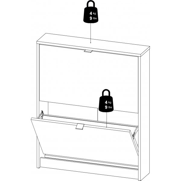 Schuhschrank mit 2 Fächern - Weiß Schuhschrank mit 2 Fächern - Weiß