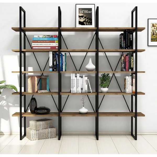 Bcherregal Bayer - Nussbaum/schwarz