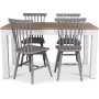 Dalar Essgruppe 140 cm Tisch wei/Eiche + 4 graue Freischwinger