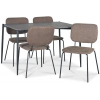 Lokrume Essgruppe 120 cm Tisch in Betonimitation + 4 Lokrume braune Stühle Lokrume Essgruppe 120 cm Tisch in Betonimitation + 4 Lokrume braune Stühle