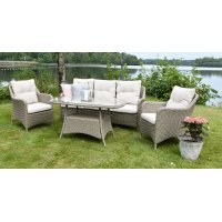 Denver Lounge-Gruppe aus Kunstrattan - naturfarben Denver Lounge-Gruppe aus Kunstrattan - naturfarben