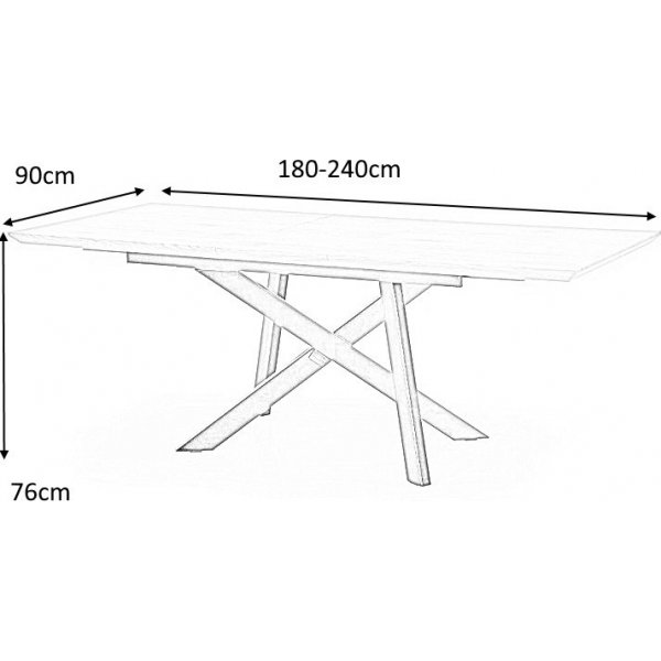 Errol Esstisch 180-240 x 90 cm - Eiche/Schwarz