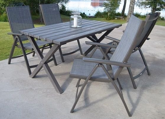 Scottsdale Outdoor-Gruppentisch 150 cm inkl. 4 Solana-Sthle - Shabby Chic grau