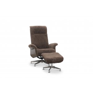 Relaxsessel mit Fußhocker in echtem Schaffell Eiche/Braun - Ulla Relaxsessel mit Fußhocker in echtem Schaffell Eiche/Braun - Ulla