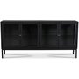 Cliff Sideboard aus Blech mit 4 Tren - Schwarz / Klarglas