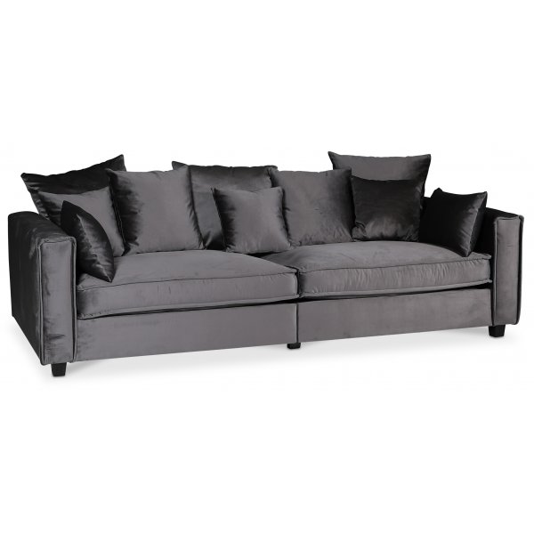 Brandy Loungesofa 3-Siter Sofa - dunkelgrau (Samt) + Fleckentferner fr Mbel
