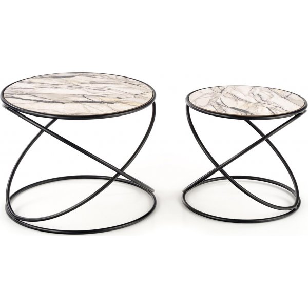 Mille Couchtisch Ø40/50 cm - Weißer Marmor/Schwarz Mille Couchtisch Ø40/50 cm - Weißer Marmor/Schwarz