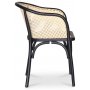 Lotus-Sessel in Schwarz mit Rattan-Rckenlehne