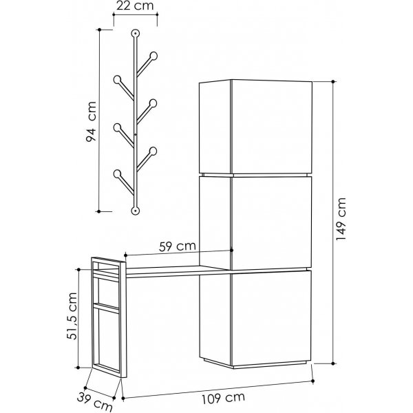 Mello Schuhschrank - Weiß/Anthrazit Mello Schuhschrank - Weiß/Anthrazit