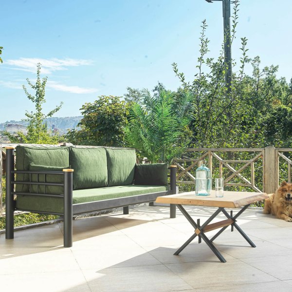 Kappis 3-Sitzer Outdoor-Sofa - Schwarz/Grün + Textilreinigung für Möbel Kappis 3-Sitzer Outdoor-Sofa - Schwarz/Grün + Textilreinigung für Möbel