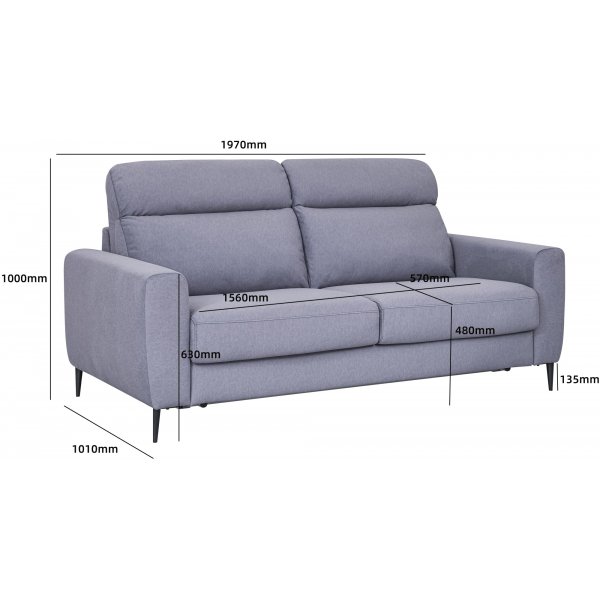 Schlafsofa, Frontpolster - Grau Hoven