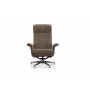 Relaxsessel mit Fuhocker in echtem Schaffell Eiche/Dunkelbeige - Ulla