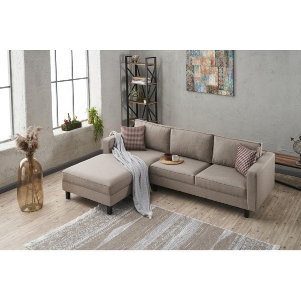 Kale Sofa links - Cremeweies Leinen