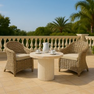 Balkonset: 2 Stühle und Couchtisch Ø80 cm Balkonset: 2 Stühle und Couchtisch Ø80 cm