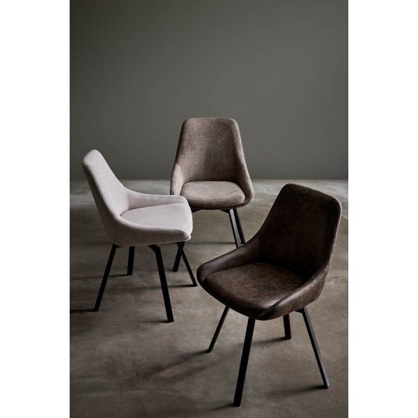 Parade Drehstuhl fr Esszimmer - Stuhl aus brauner Mikrofaser