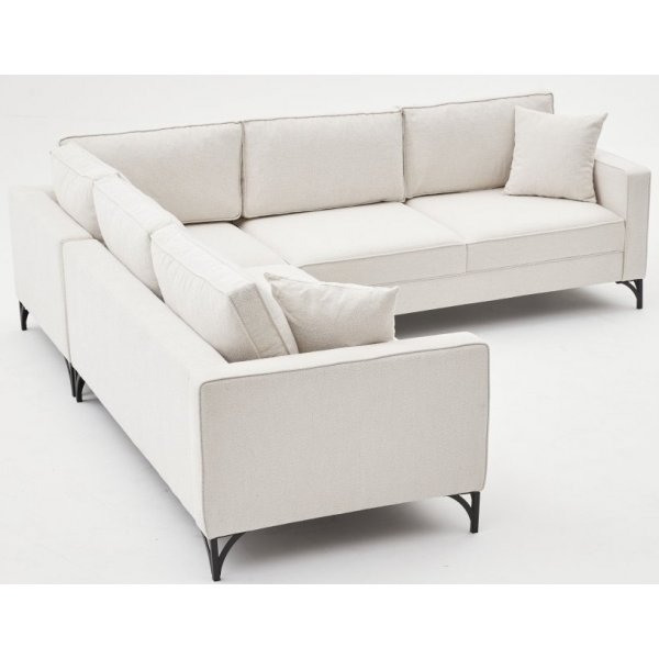 Ecksofa Berlin - Cremeweiß/Schwarz Ecksofa Berlin - Cremeweiß/Schwarz