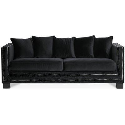 Cloude 2-Sitzer Sofa mit Nieten - Schwarz (Velvet)