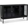Cliff Sideboard mit 3 Tren - Schwarz/ Klarglas