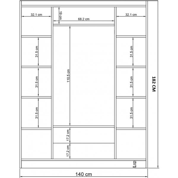 Henna-Kleiderschrank 140 x 50 x 182 cm - Weiß Henna-Kleiderschrank 140 x 50 x 182 cm - Weiß