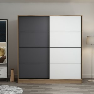 Kapusta Kleiderschrank 220x52x210 cm - Braun/Anthrazit/Wei