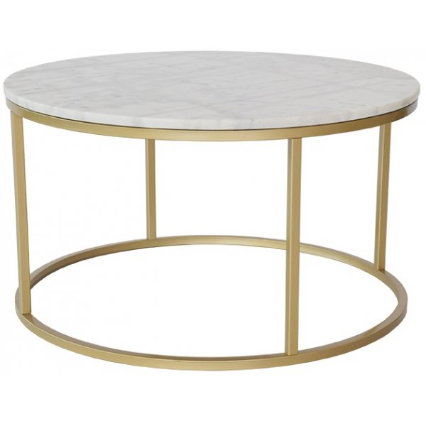 Accent Couchtisch rund 85 - weier marmor/Messingfarben