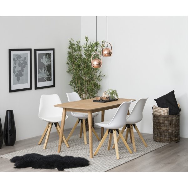 Dima Esszimmerstuhl - Weißes PU/Gummiholz Dima Esszimmerstuhl - Weißes PU/Gummiholz