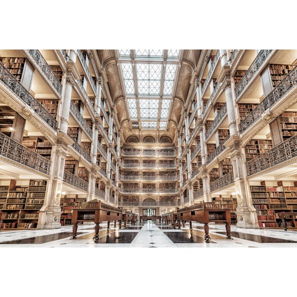 Glasbild Library - 120x80 cm