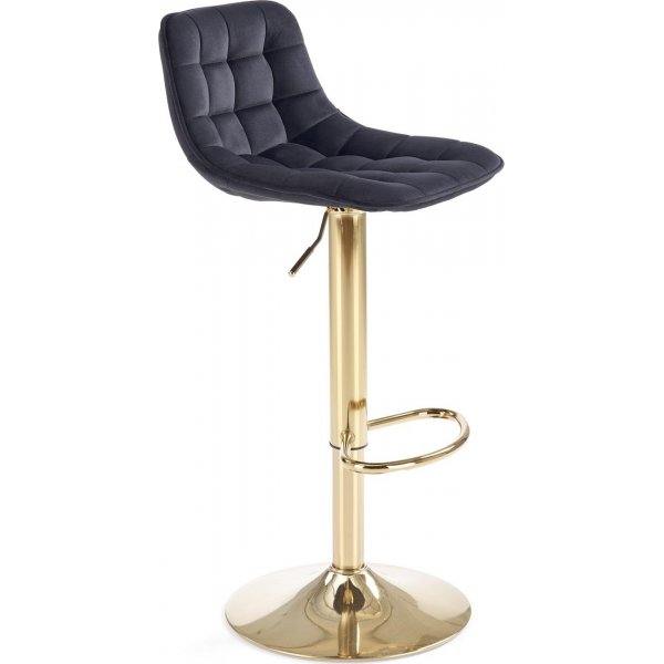 Barhocker schwarzer Samt mit goldenem Fu - Sitzhhe 62-84 cm