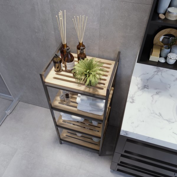 Stralsund Regal - Eiche/Schwarz Stralsund Regal - Eiche/Schwarz