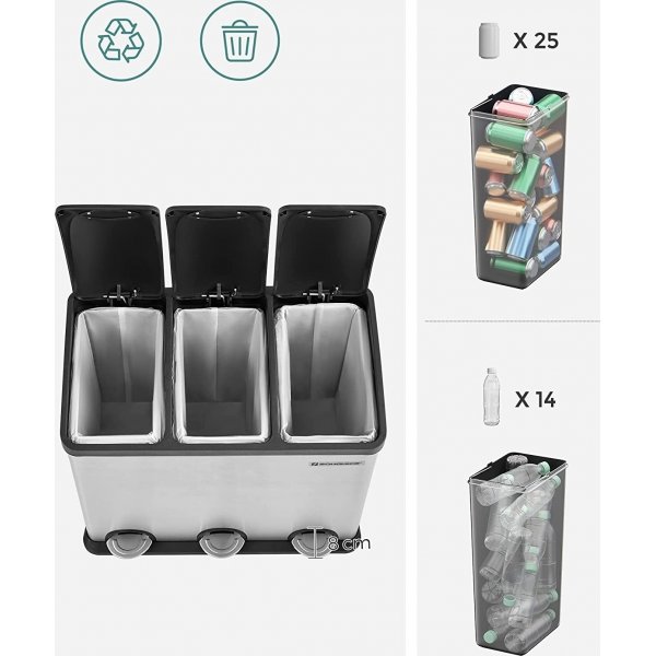 Luan Abfalleimer 54 l - Silber/schwarz Luan Abfalleimer 54 l - Silber/schwarz