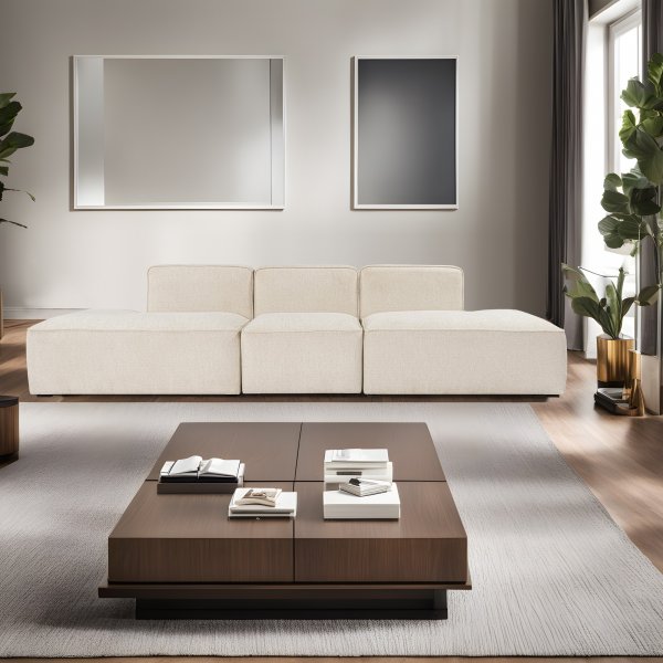 Mehr 3-Sitzer-Sofa mit offenen Enden - Creme