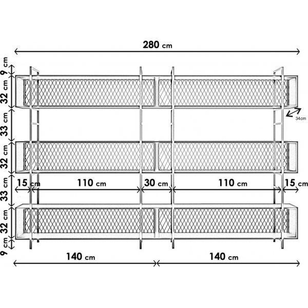 Araf Bücherregal 280 cm - Schwarz Araf Bücherregal 280 cm - Schwarz