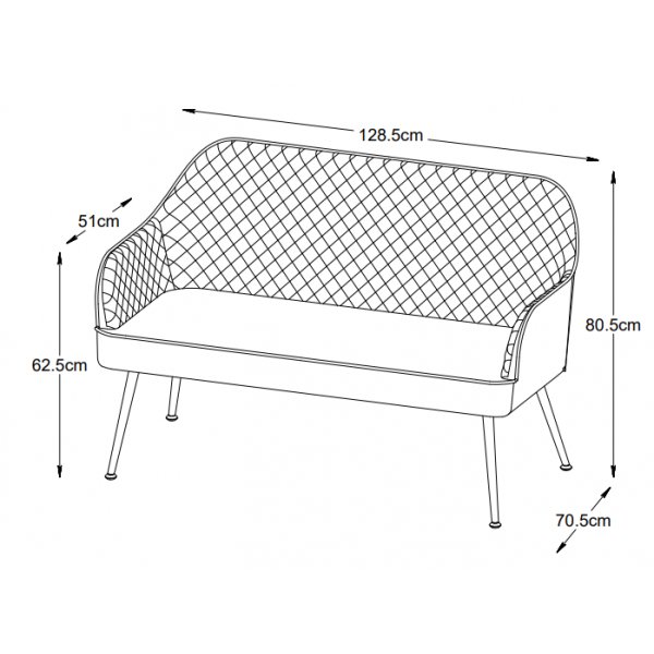 Anna 2-Sitzer-Sofa aus blauem Samt